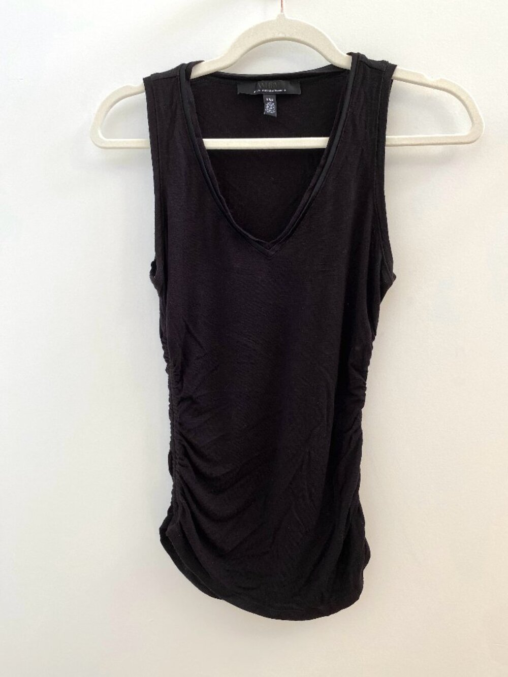 White House Black Market Black Shirred Detail Tank Top XXSmall